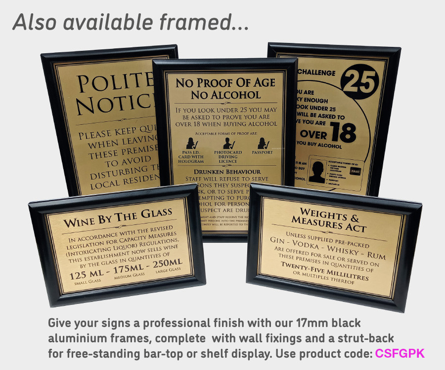 Essential Bar Licensing Sign Pack - Gold - Save 20% - Image 4