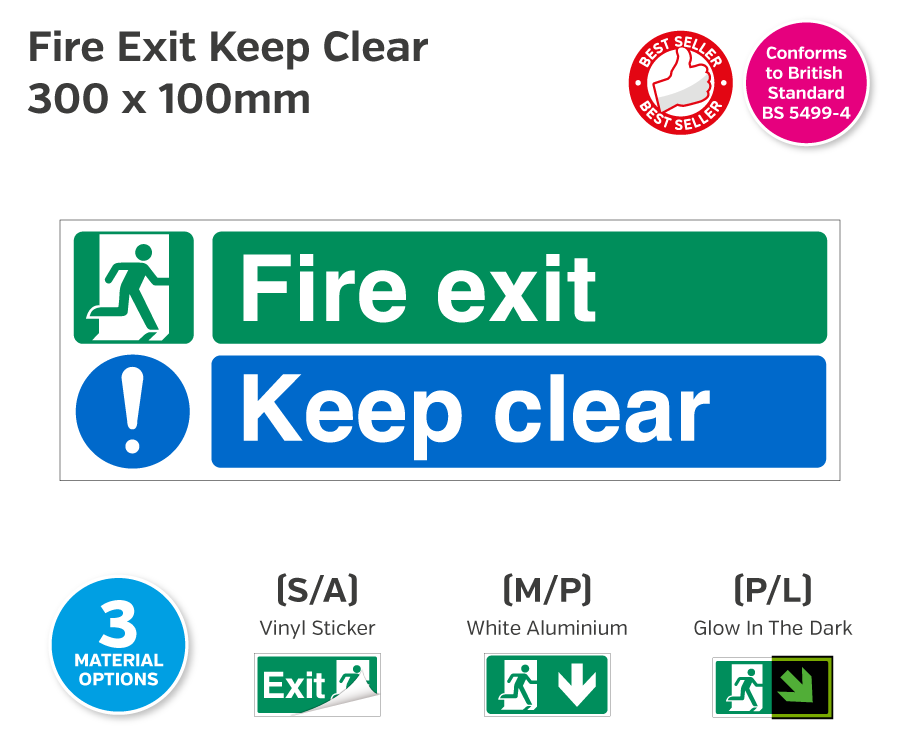es658 659 660 fire exit keep clear 300x100