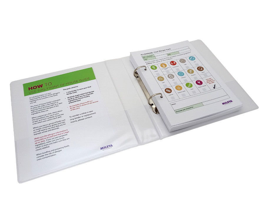 fan022 staff server allergy card guide a5 ring binder