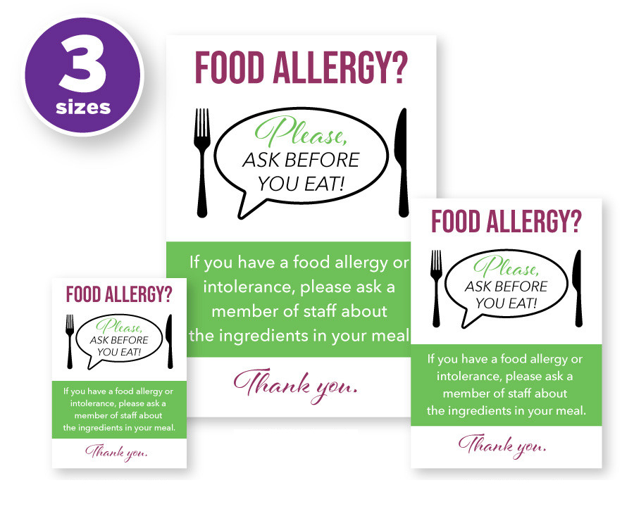 Customer Allergy Awareness 'Please Ask Before You Eat' Notice