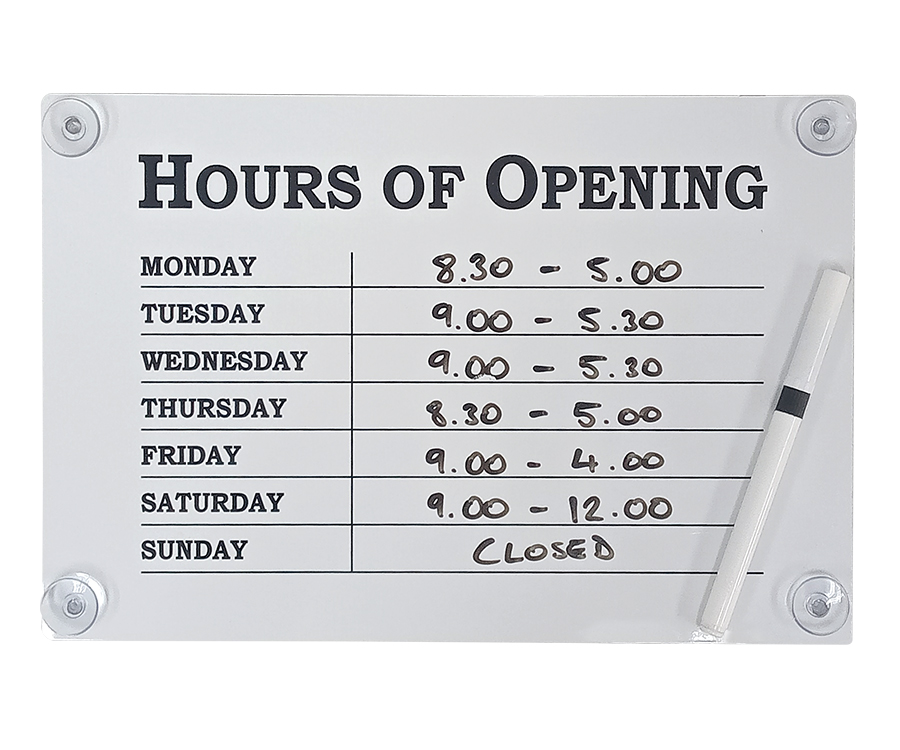 Classic White Hours of Opening Notice