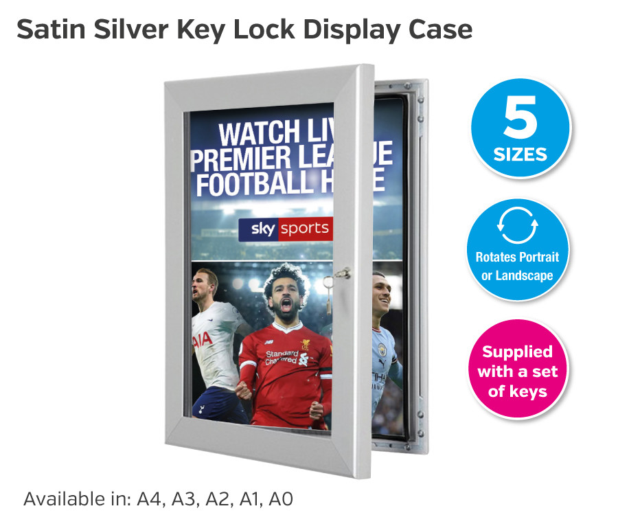 satin silver key lock display case