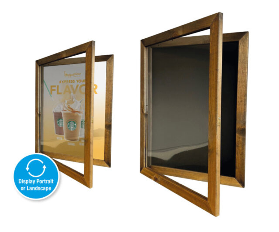 Wooden Framed Hinged Chalkboard Poster Case  A4 - A3 - A2