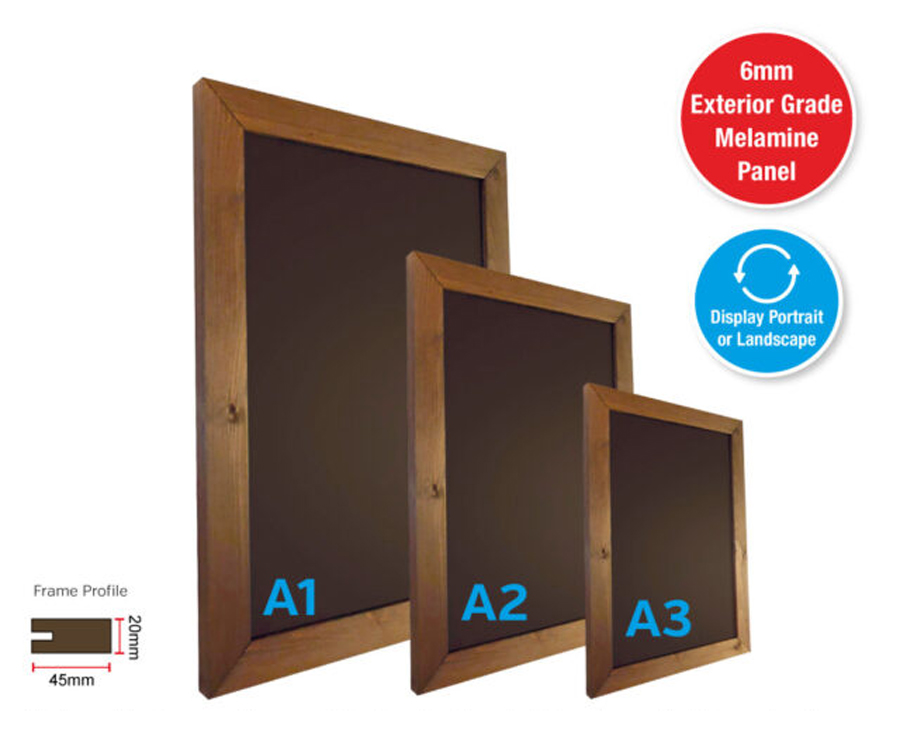 Wall Mounted Framed Chalkboards A3 - A2 - A1