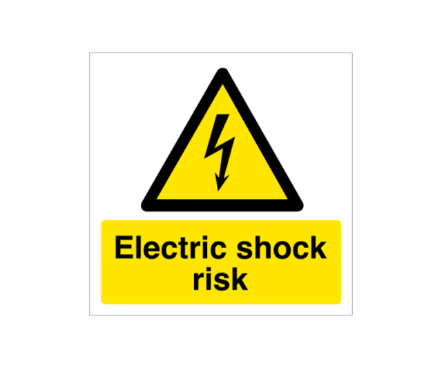 Stati Shock Risk Sign Warning Electric Shock Symbol & Text Safety Sign