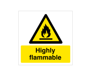 Warning Highly Flammable Symbol & Text Notice