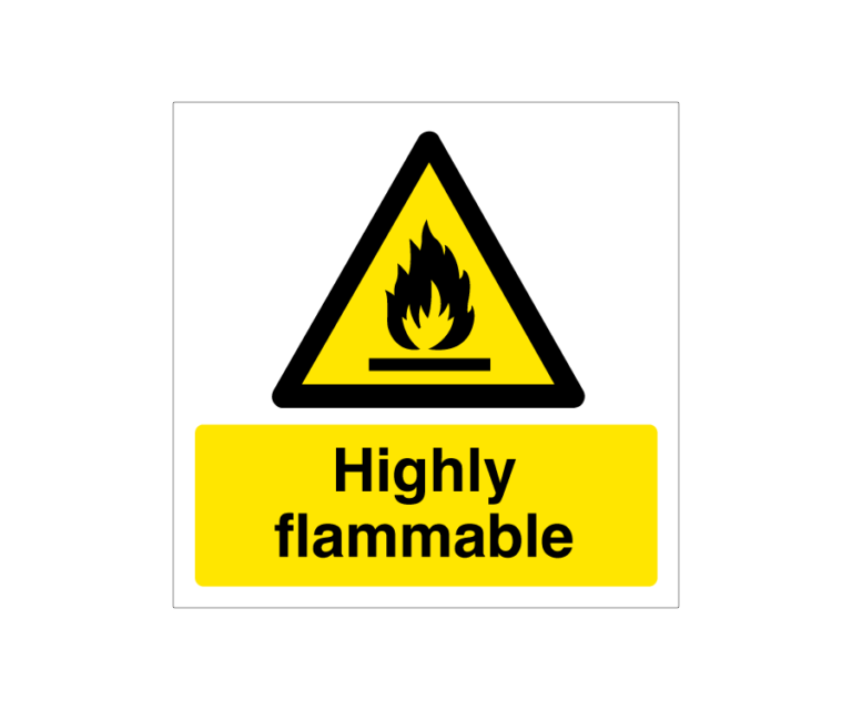 Warning Highly Flammable Symbol & Text Notice
