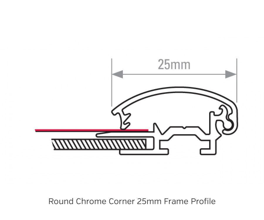 25mm chrome corner snap frame