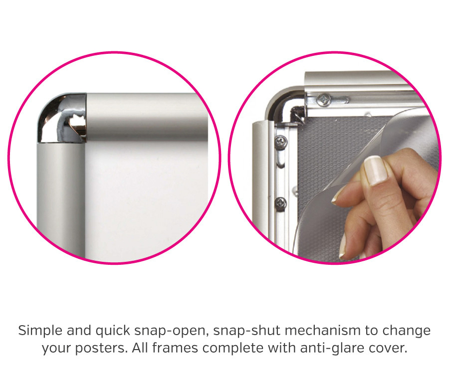 25mm chrome corner snap frame