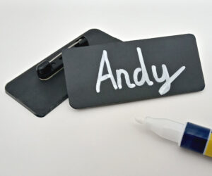 AB111 HPL Chalkboard Badges