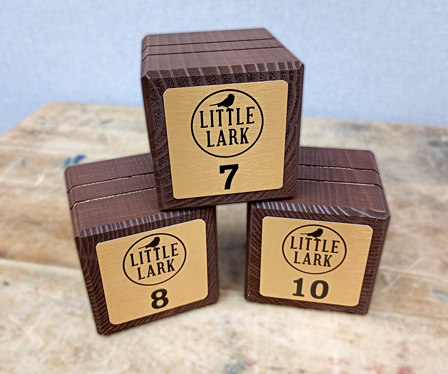 Branded Dark Wood Block Menu Holders