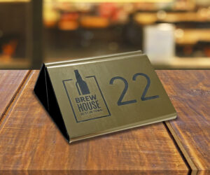 Branded Gold Laser Engraved Menu Holders