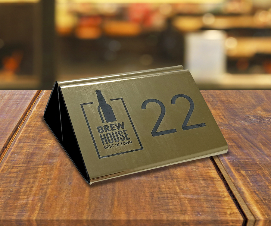 Branded Gold Laser Engraved Menu Holders