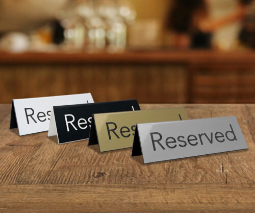 Reserved. Sign Silver Double Sided Laser Engraved Reserved Signs
