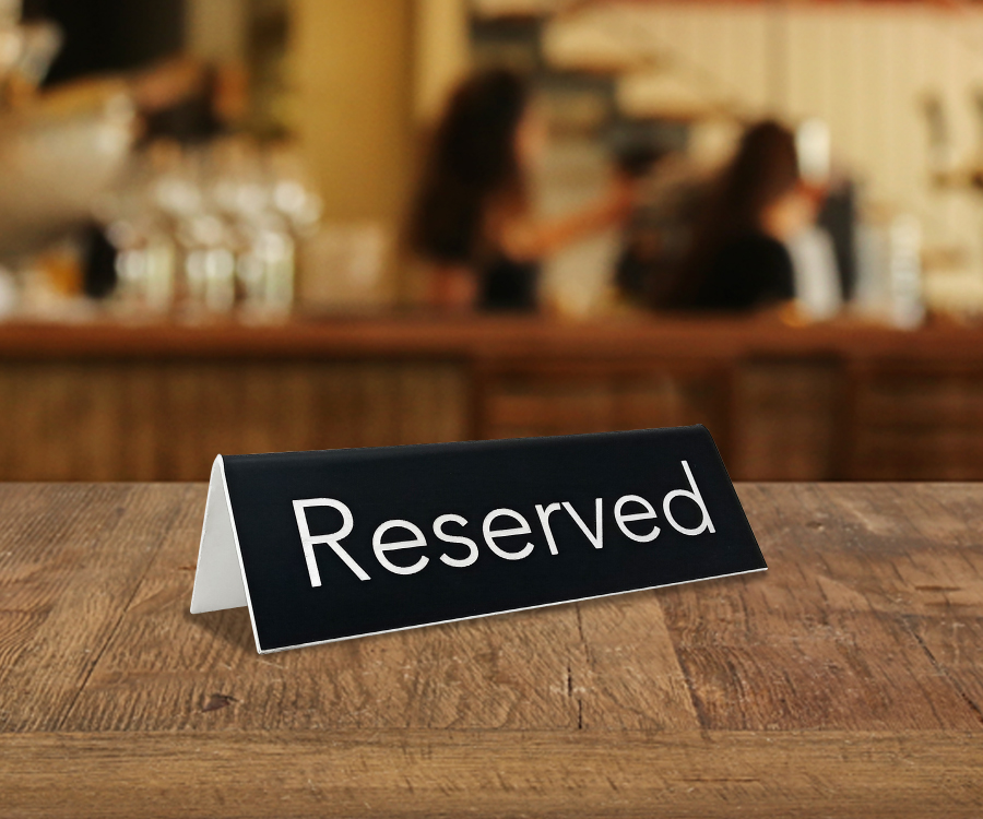 Black Laser engraved reserved signs - perfecr for pubs, bars and restaurants