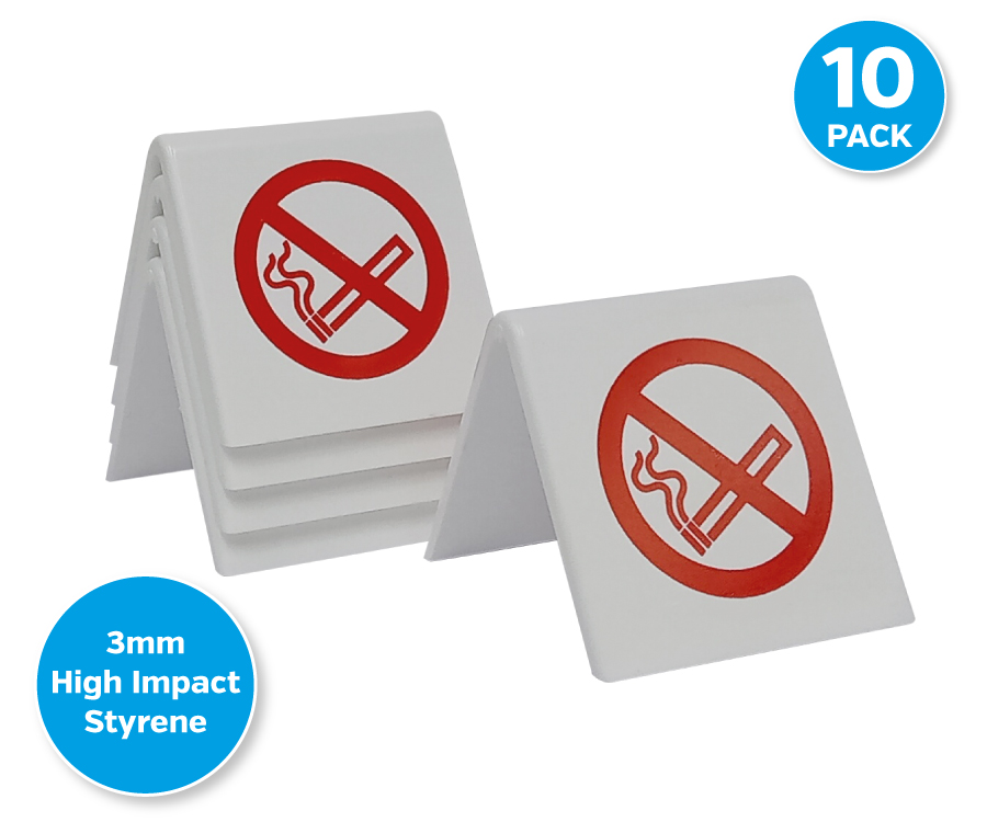 Black on White No Smoking Table Tent Notices - Image 2