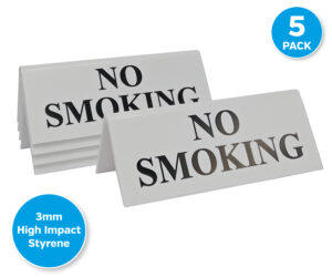 Black on White No Smoking Table Tent Notices