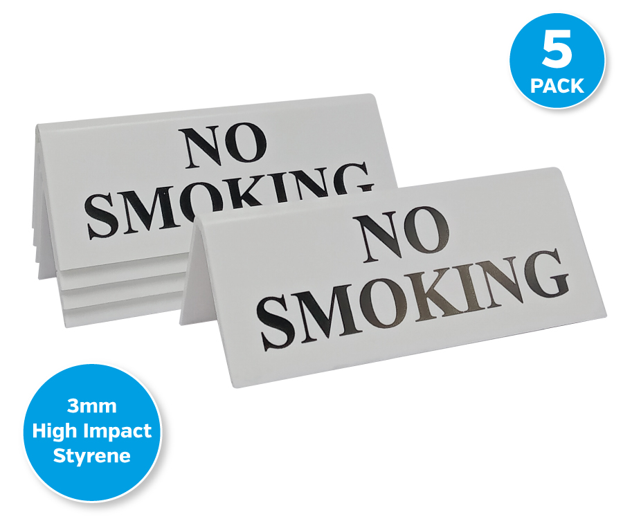 Black on White No Smoking Table Tent Notices - Image 3