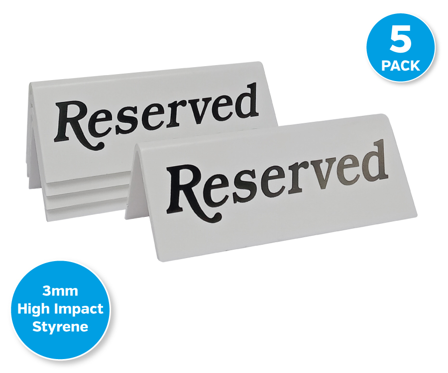 Black on White Reserved Table Tent Notices - Image 5