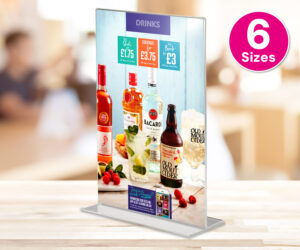 Portrait Double Sided Clear Acrylic Menu/Poster Holders