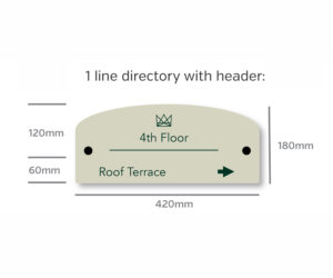 Full Colour Curved Top Room Directory - 1 Line Directory with Header