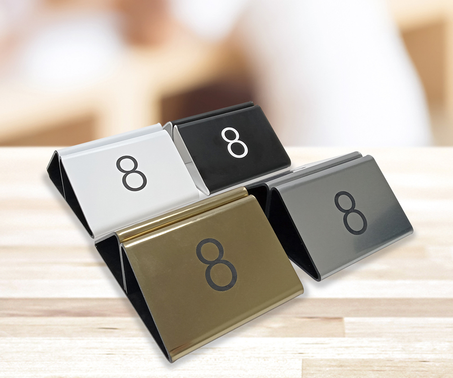 Laser engraved numbered menu holders