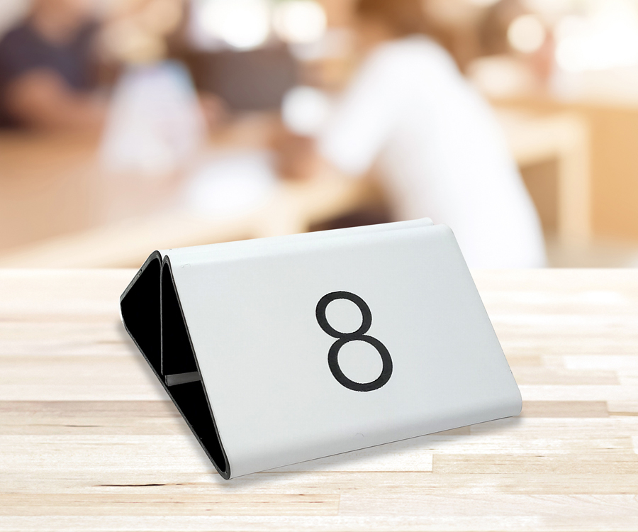 Laser engraved numbered menu holders