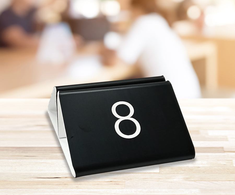 Laser engraved numbered menu holders