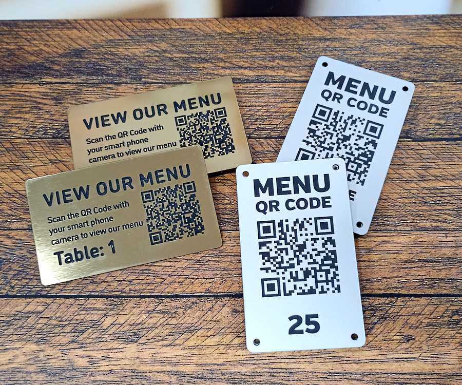 Deluxe Laser Engraved Rectangle QR Code Table Numbers - 100x60mm