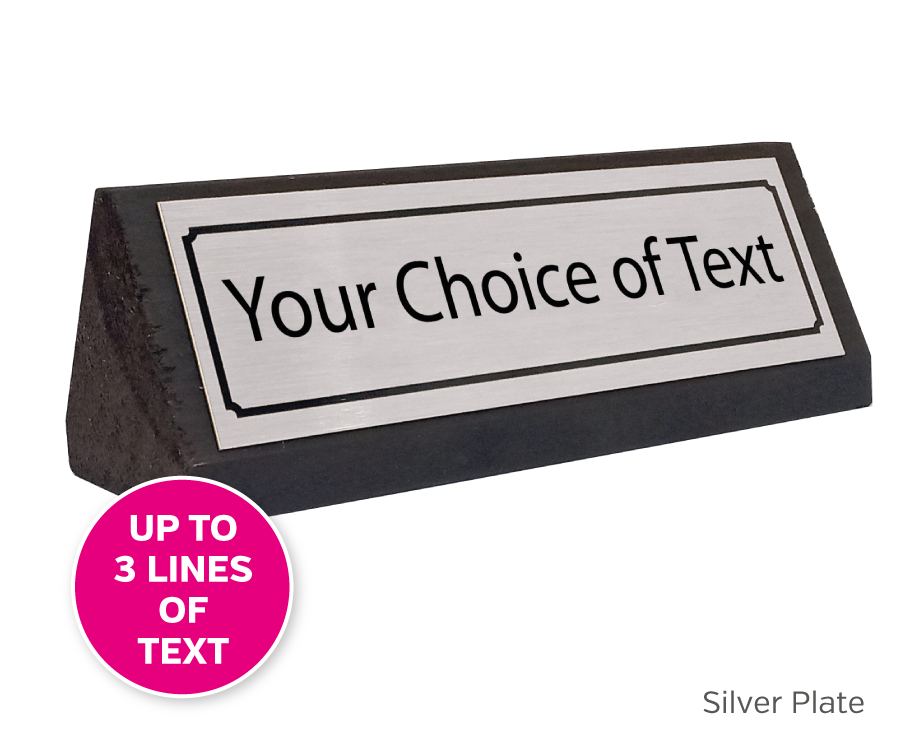 Brushed Silver Personalised Rustic Wood Table Notices