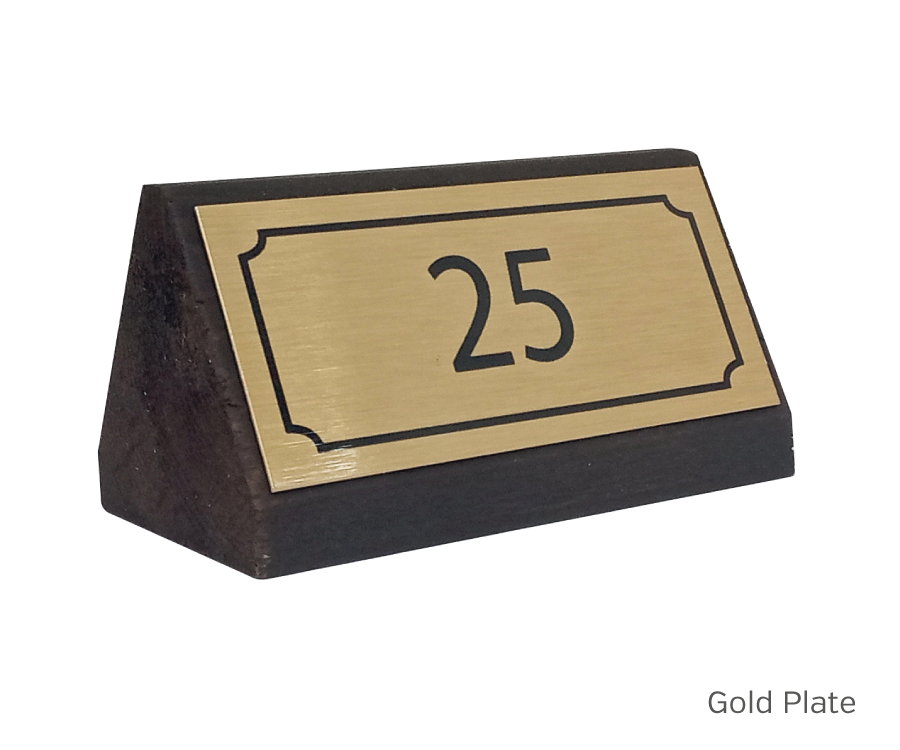 Brushed Gold Double Sided Rustic Wood Table Numbers