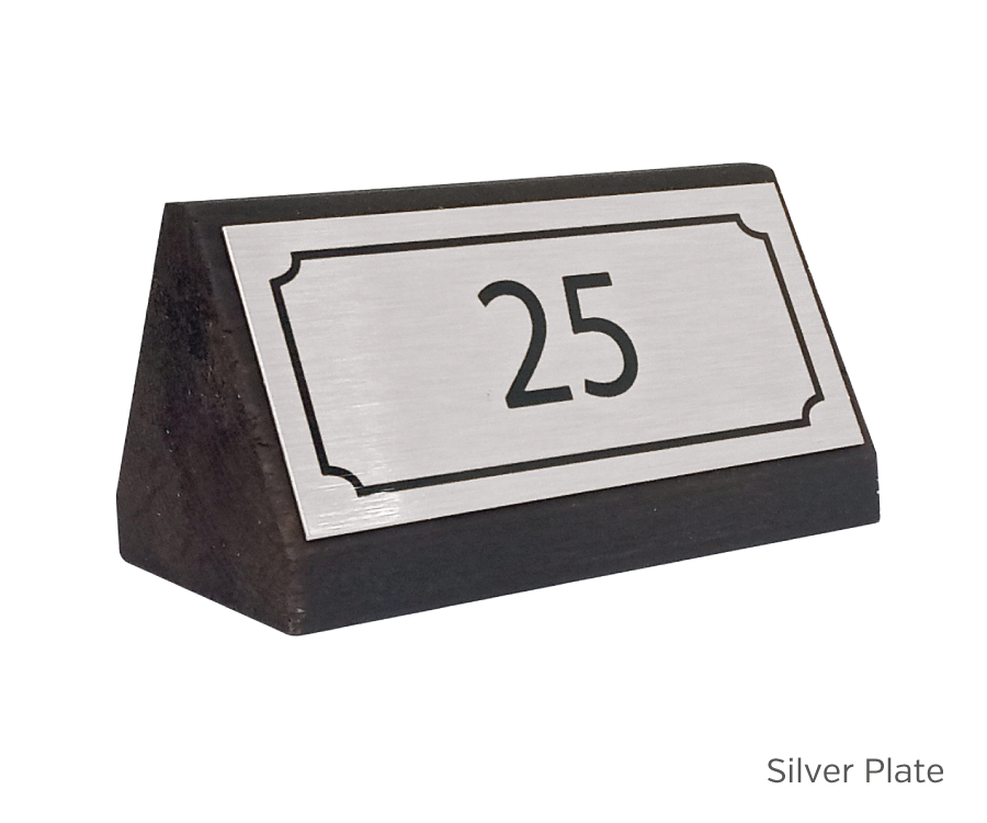Brushed Silver Double Sided Rustic Wood Table Numbers