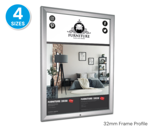 32mm Profile Silver Tamperproof Security Snap Frame