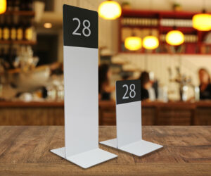 Gloss white slimline metal table numbers