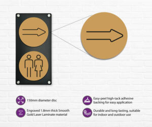 arrow 150mm toilet door symbol gold