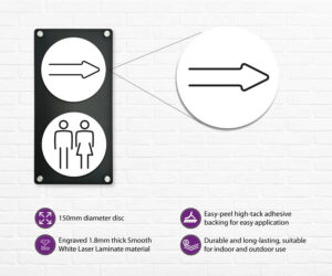 arrow 150mm toilet door symbol white