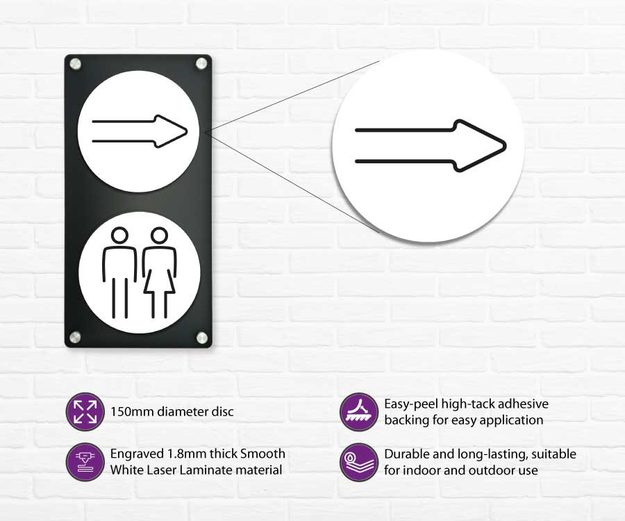 arrow 150mm toilet door symbol white