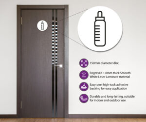 baby change 150mm toilet door symbol white