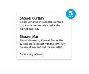 Shower Curtain - Shower Mat Notice- Pack of 5