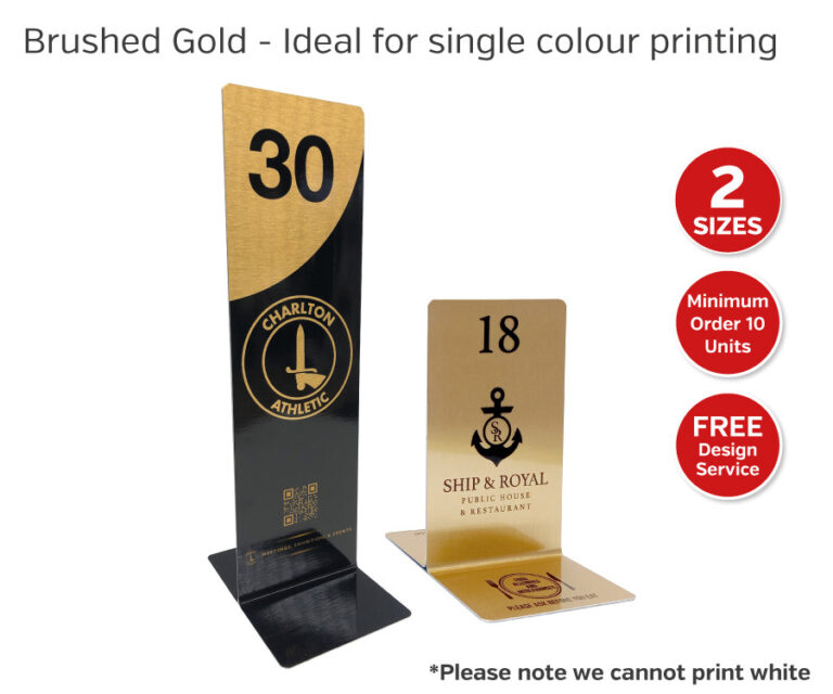 Brushed Gold Branded Free Standing Metal Table Numbers