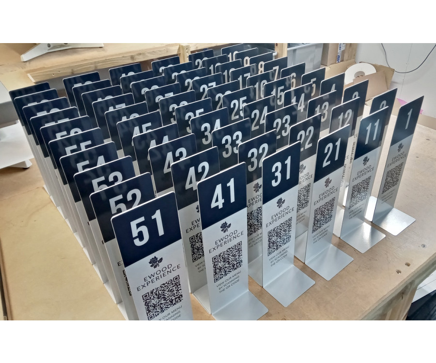 branded tall table numbers qr code ewood park