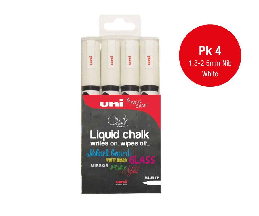 Bullet Tip Liquid Chalk Pens - White & Multi-Coloured - Image 2