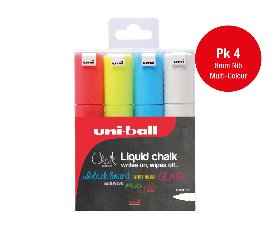 Chisel Tip Liquid Chalk Pens - White & Multi-Coloured - Image 3