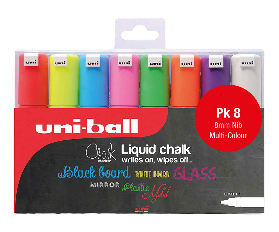 Chisel Tip Liquid Chalk Pens - White & Multi-Coloured - Image 4