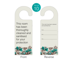 Room Cleaned and Sanitised Door Hangers - Pack of 10