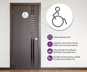 disabled 150mm toilet door symbol right white