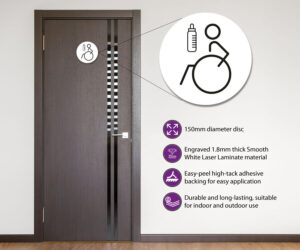 disabled baby change 150mm toilet door symbol left white