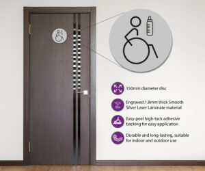 disabled baby change 150mm toilet door symbol right silver