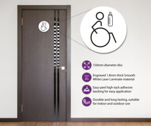 disabled baby change 150mm toilet door symbol right white