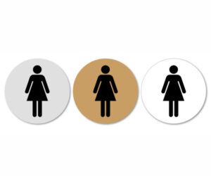 Ladies Symbol Toilet Door Notice. 75mm Diameter.